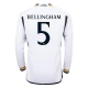 Real Madrid Voetbaltenue Bellingham 5 2023-2024 Thuisshirt - L/S