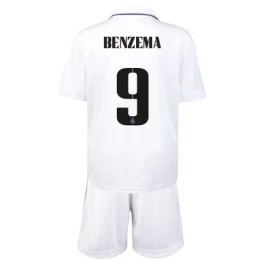 Real Madrid Voetbaltenue Benzema 9 2022-2023 Thuisshirt Kids