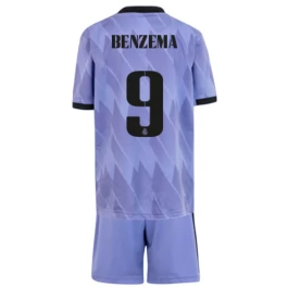 Real Madrid Voetbaltenue Benzema 9 2022-2023 Uitshirt Kids