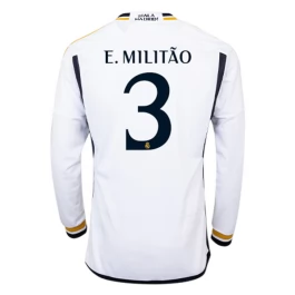 Real Madrid Voetbaltenue E. Militao 3 2023-2024 Thuisshirt - L/S
