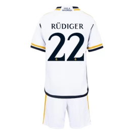 Real Madrid Voetbaltenue Rudiger 22 2023-2024 Thuisshirt Kids