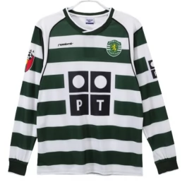 Sporting Lissabon Thuisshirt Retro 2001-2003 L/S Voetbaltenue
