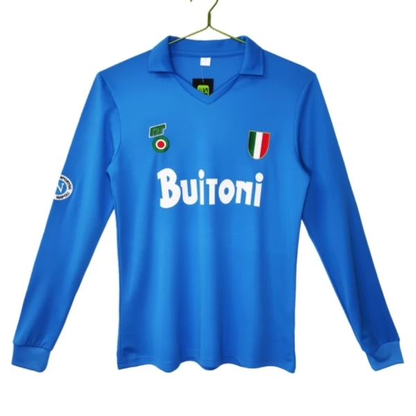 SSC Napoli Thuisshirt Retro 1987-1988 Lange Mouwen Voetbaltenue SSC Napoli Thuisshirt Retro 1987-1988 Lange Mouwen Voetbaltenue