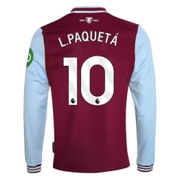 West Ham United L.Paquetá 10 Thuisshirt 2024-2025 L/S Voetbaltenue