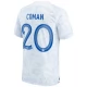 WK 2022 Frankrijk Voetbaltenue Coman 20 Uitshirt