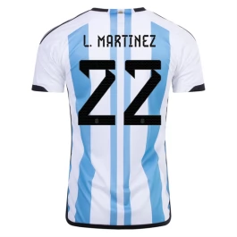 WK voetbal 2022 Argentinië L. Martinez 22 Thuisshirt