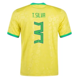 WK voetbal 2022 Brazilië T. Silva 3 Thuisshirt