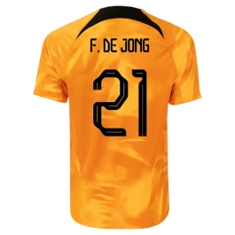 WK voetbal 2022 Nederland F. De Jong 21 Thuisshirt