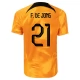 WK voetbal 2022 Nederland F. De Jong 21 Thuisshirt